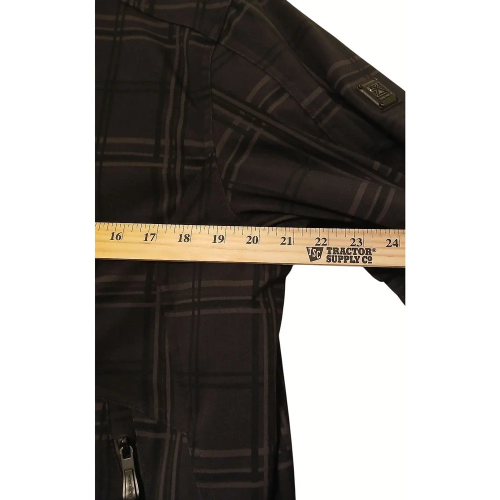 Mens Small Heavy Coat Full Zip Softshell Black Gray Plaid‎ Insulated Zip Pockets